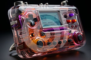 Futuristic hi-fi game boy, transparent device. Beautiful illustration picture. Generative AI