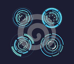 Futuristic Hi-tech Circles Vector Digital Design Elements. Modern Techno Interface, Conveying A Hitech Future Technology