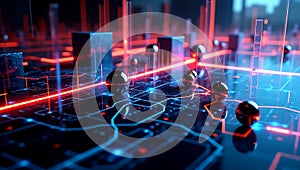 Futuristic High-Contrast 3D Graph Visualizer with Glowing Data Nodes