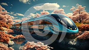 Futuristic high speed express passenger train.