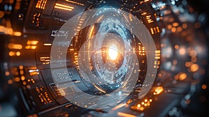 Futuristic High-Tech Interface with Glowing Elements photo