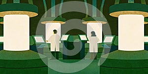 Futuristic high-tech laboratory with advanced technology