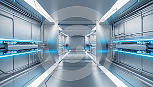 Futuristic high-tech sci-fi corridor interior