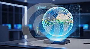 Hologram Earth Global Data Analysis, Future Technology, Climate