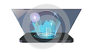 Futuristic Hologram Projector Interface, vector design Generative AI