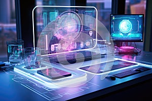 futuristic holographic computer interface