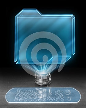 Futuristic holographic computer photo