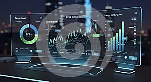 Futuristic Holographic Dashboard Displaying Real-Time Data and Analytics