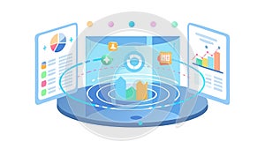 Futuristic Holographic Data Interface Digital Presentation, vector design Generative AI