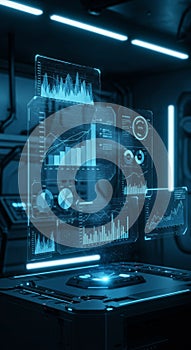 Futuristic Holographic Data Interface Display