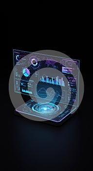 Futuristic Holographic Data Interface Display