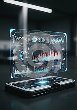 Futuristic Holographic Data Interface Display