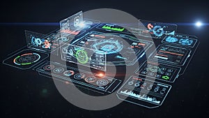 Futuristic Holographic Data Interface Display