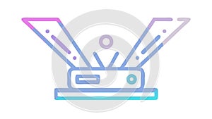 Futuristic Holographic Display Projector. AR, VR, Interactive Tech, vector design Generative AI