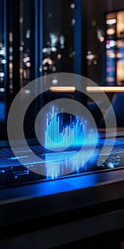 Futuristic Holographic Interface with Digital Data and Analytics Display