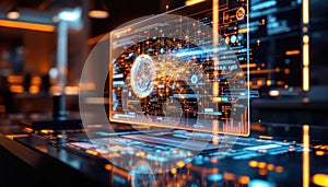 Futuristic Holographic Interface Displaying Advanced Data Analytics
