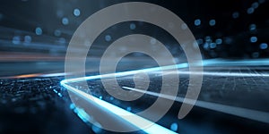 A Futuristic Holographic Interface with Glowing Blue Elements Wallpaper Background for Technology Design, Sci-Fi Art, or