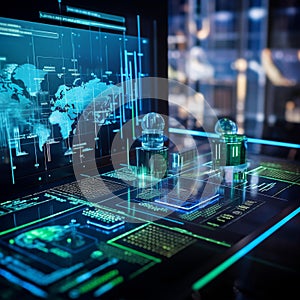 Futuristic Holographic Interface: Immersive Data Visualizations & Dynamic Animations