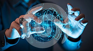 Futuristic Holographic Interface Interaction