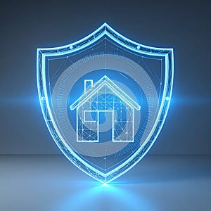 Futuristic Home Security Technology Concept