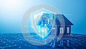 Futuristic Home Security Technology Concept