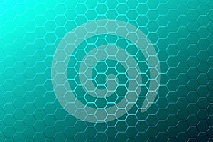 Futuristic honeycomb geometric grid with central glowing illumination for technology concepts.