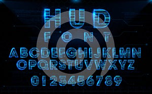 Futuristic HUD blue vector font design