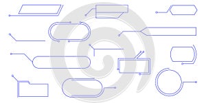 Futuristic hud design with text box frame modern line border menu and callout title. Interface board elements set for