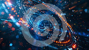 Futuristic hud display showing rotating circles and data flow