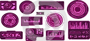 Futuristic HUD Elements Collection - Pink Digital Interface Graphics
