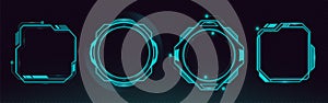 Futuristic HUD frames on transparent background