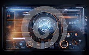 Futuristic HUD interface on dark background. Technology concept. 3D abstract technology