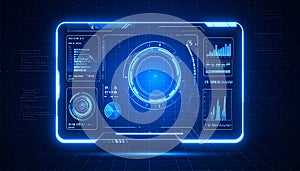 Futuristic HUD Interface with Glowing Data Analytics