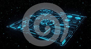 Futuristic Hud Interface Neon Display with Data Visualizations