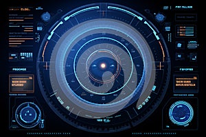 Futuristic HUD Interface: Technology Background with Data and Radar