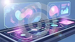 Futuristic HUD Interface Technology Dashboard with Data Analysis