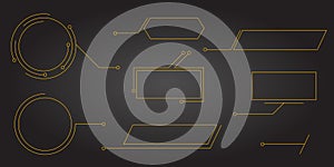 Futuristic hud text box frame with modern line border menu and callout title. Set of interface board elements for ui web