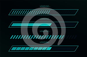 Futuristic hud ui infographic design. Sci-fi interface, high tech bars, gaming panel dashboard design. Vector