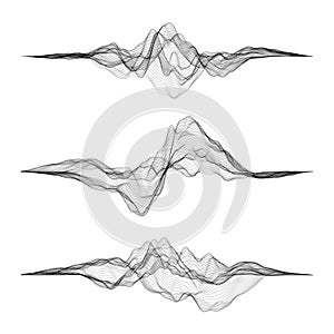 Futuristic Hud, ui vector grid. Music sound waves set photo