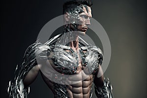 A futuristic human cyborg integration. Generative AI