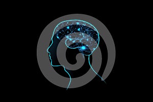 Futuristic human had with luminous brain network. Concept for Mindfulness