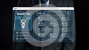 Futuristic Human Resources Concept with AI Technology and Digital Interface for Smart HR Solutions in Professional