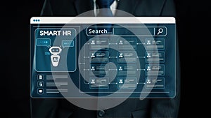 Futuristic Human Resources Concept with AI Technology and Digital Interface for Smart HR Solutions in Professional