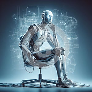 futuristic humanoid artificial intelligence robot thinking