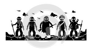 Futuristic Humanoid Interaction, Robot Workforce Collaboration, vector design Generative AI