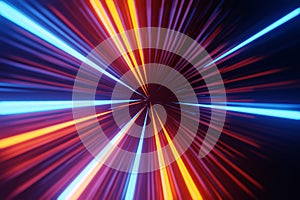 Futuristic hyperspace speed Tunnel light trail Streaks background 3D rendering