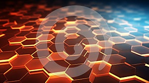 Futuristic illuminated honeycomb pattern. Abstract hexagonal grid design