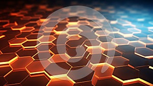 Futuristic illuminated honeycomb pattern. Abstract hexagonal grid design