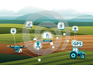 Futuristic illustration depicting smart agriculture technology in a