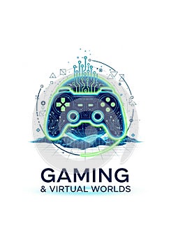 Futuristic illustration of a game controller with circuit-like patterns